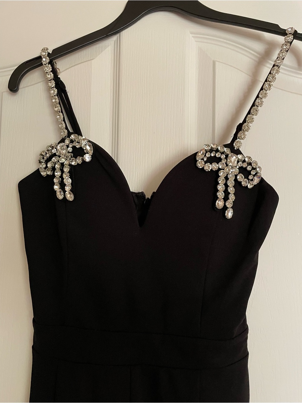 NWOT Rhinestones Crystals embellished Expensive Nights Jumpsuit tall long 34” M - Picture 7 of 13